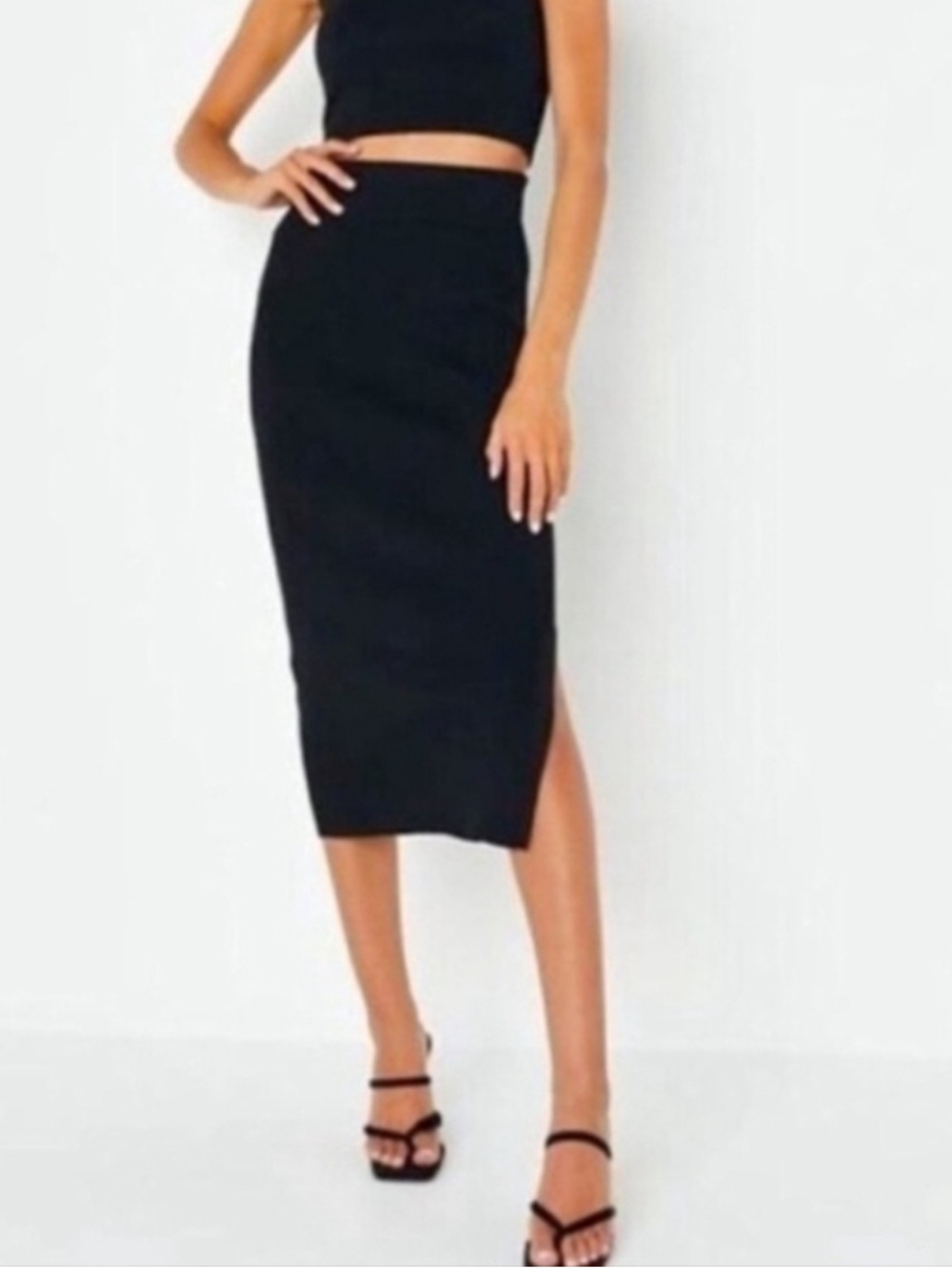House of Harlow 1960 black knit midi pencil skirt Medium
